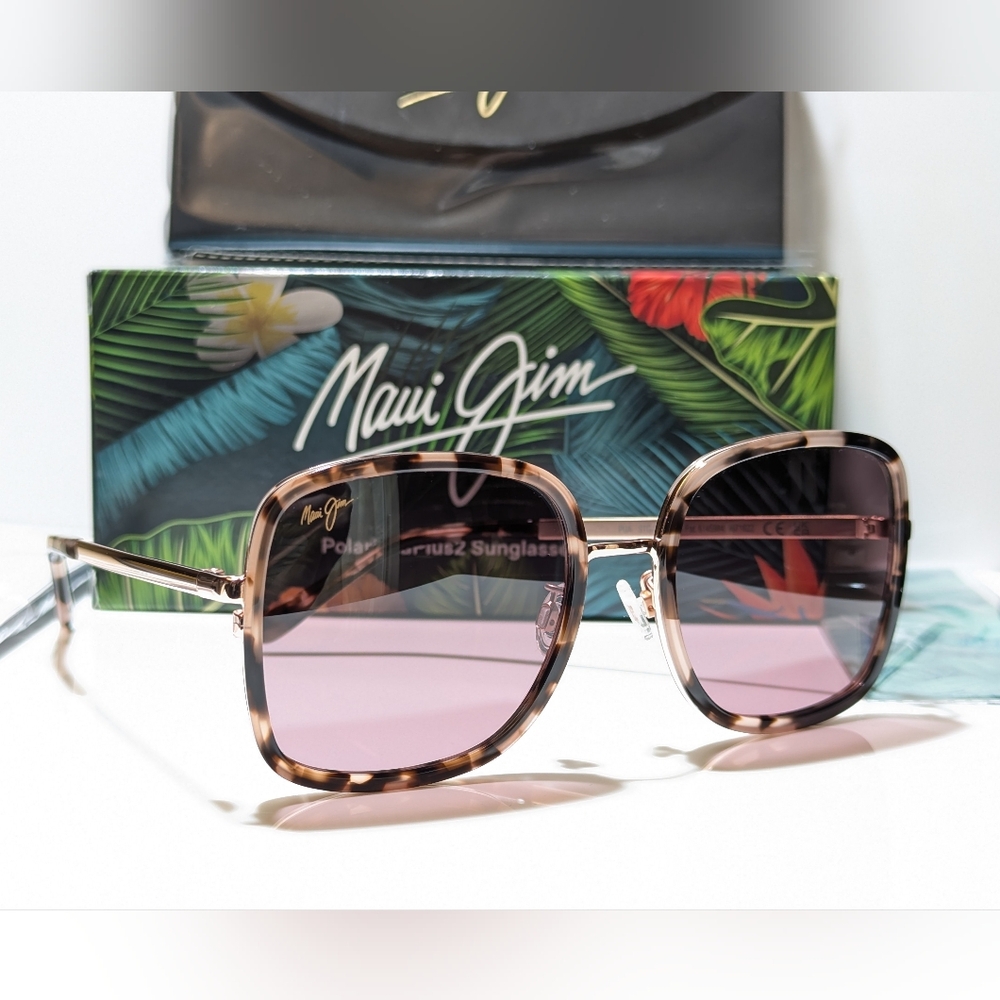 New Maui Jim Pua Tortoise Rose Gold Polarized Maui Rose Lens Sunglass MJ865-09